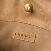 CHANEL 25S TOTE BAG 28 IN LIGHT BROWN CALFSKIN WITH GOLD HARDWARE