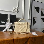CHANEL 25S VANITY BAG 20 IN CREAMY BEIGE CAVIAR LEATHER
