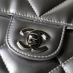 CHANEL 25S FLAP BAG 29 IN SILVER METALLIC CALFSKIN