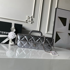 CHANEL 25S FLAP BAG 29 IN SILVER METALLIC CALFSKIN
