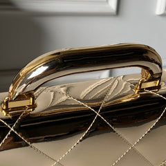 CHANEL 25S FLAP BAG 18 IN METALLIC GOLD CALFSKIN