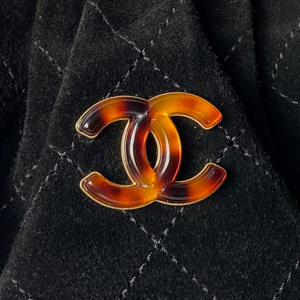 CHANEL 26S HAND BAG 24 IN BLACK SUEDE