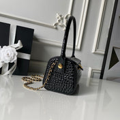 CHANEL 26S BARREL CLUTCH WITH CHAIN 23 IN BLACK CROCODILE-EMBOSSED CALFSKIN GOLD HARDWARE