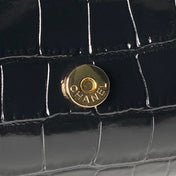 CHANEL 26S BARREL CLUTCH WITH CHAIN 23 IN BLACK CROCODILE-EMBOSSED CALFSKIN GOLD HARDWARE