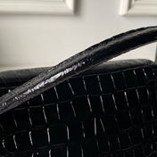 CHANEL 26S TOP HANDLE BAG 19 IN BLACK CROCODILE-EMBOSSED CALFSKIN GOLD HARDWARE