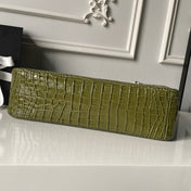 CHANEL 26S CC LOGO SHOULDER BAG 39 IN OLIVE GREEN CROCODILE-EMBOSSED CALFSKIN GOLD HARDWARE