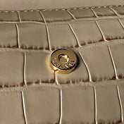 CHANEL 26S BARREL CLUTCH WITH CHAIN 23 IN KHAKI BROWN CROCODILE-EMBOSSED CALFSKIN GOLD HARDWARE