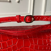 CHANEL 26S CC LOGO SHOULDER BAG 32 IN DARK RED CROCODILE-EMBOSSED CALFSKIN GOLD HARDWARE