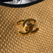CHANEL 26S MAXI SHOPPING BAG 47 IN BEIGE  RAFFIA GOLD HARDWARE