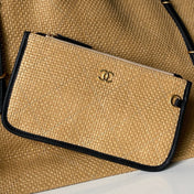 CHANEL 26S MAXI SHOPPING BAG 59 IN BEIGE RAFFIA GOLD HARDWARE
