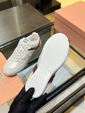 MIUMIU 26S SNEAKERS IN LIGHT BEIGE FABRIC AND SUEDE