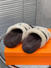HM 25S SANDAL IN BEIGE WOOL AND BLACK LAMBSKIN WITH SILVER HARDWARE