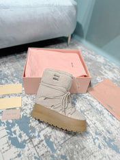 MIUMIU 26S ANKLE SNOW BOOTS IN BEIGE WOOL