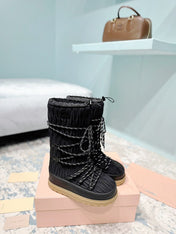 MIUMIU 26S ANKLE SNOW BOOTS IN BLACK FABRIC STYLE 16