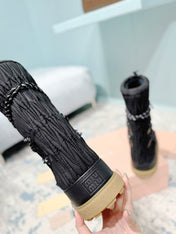 MIUMIU 26S ANKLE SNOW BOOTS IN BLACK FABRIC STYLE 16