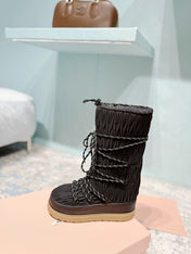 MIUMIU 26S ANKLE SNOW BOOTS IN BLACK FABRIC STYLE 16