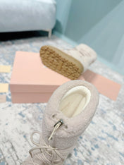 MIUMIU 26S ANKLE SNOW BOOTS IN BEIGE WOOL STYLE 15