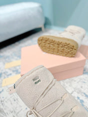MIUMIU 26S ANKLE SNOW BOOTS IN BEIGE WOOL STYLE 15