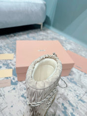 MIUMIU 26S ANKLE SNOW BOOTS IN BEIGE FABRIC STYLE 14