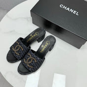CC HIGH HEEL 25S IN BLACK DENIM STRIPED PATTERN WITH LOGO PRINT
