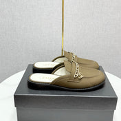 CC FLAT MULE 25S IN OLIVE BROWN CALFSKIN STYLE 3