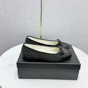 CHANEL 26S BALLET FLATS IN BLACK TWEED AND LAMBSKIN