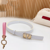 Silver Vlogo and Gold Hardware Buckle White Calfskin 20mm