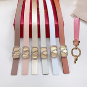 Gold Vlogo and Silver Hardware Buckle White Black Calfskin 20mm