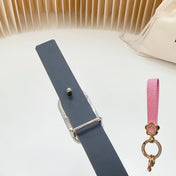 Gold Vlogo and Silver Hardware Buckle White Black Calfskin 20mm