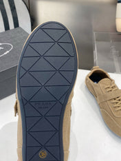 PRADA 26S SNEAKERS IN BROWN FABRIC SILVER HARDWARE