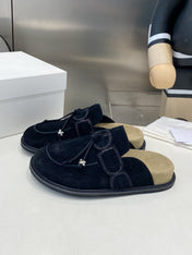 THE ROW 26S KNOT DETAIL MULE LOAFERS IN BLACK SUEDE