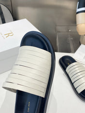 THE ROW 26S MULTI STRAP SLIDES IN WHITE CALFSKIN