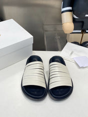 THE ROW 26S MULTI STRAP SLIDES IN WHITE CALFSKIN