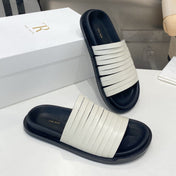THE ROW 26S MULTI STRAP SLIDES IN WHITE CALFSKIN
