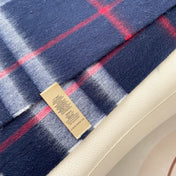 CHECK SCARF 180 CM IN INDIGO BLUE MIX WHITE CASHMERE 405480