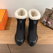 HM 26S SHEARLING DRAWSTRING BOOTS IN BLACK FABRIC MIX CALFSKIN