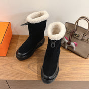 HM 26S SHEARLING DRAWSTRING BOOTS IN WHITE CALFSKIN
