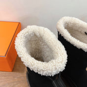 HM 26S SHEARLING DRAWSTRING BOOTS IN WHITE CALFSKIN