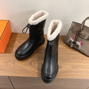 HM 26S SHEARLING DRAWSTRING BOOTS IN BLACK CALFSKIN