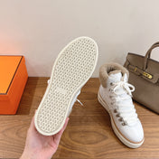 HM 26S SHEARLING HIKING BOOTS IN WHITE CALFSKIN