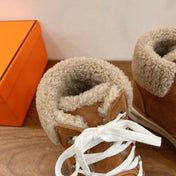 HM 26S SHEARLING HIKING BOOTS IN BROWN SUEDE