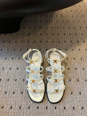 CLEMENCE MULTI TRIOMPHE 45 MM SANDAL IN WHITE LAMBSKIN