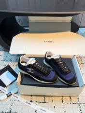 CHANEL 26S CHUNKY SNEAKERS IN BLACK SUEDE AND DARK PURPLE FABRIC