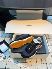 CHANEL 26S CHUNKY SNEAKERS IN BLACK SUEDE AND DARK PURPLE FABRIC
