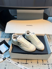 CHANEL 26S CHUNKY SNEAKERS IN WHITE GRAINED CALFSKIN AND FABRIC