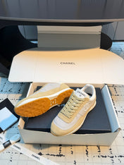 CHANEL 26S CHUNKY SNEAKERS IN LIGHT GREY FABRIC AND YELLOW SUEDE