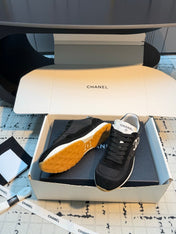 CHANEL 26S CHUNKY SNEAKERS IN BLACK FABRIC AND SUEDE MIX WHITE SOLE