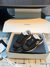CHANEL 26S CHUNKY SNEAKERS IN BLACK FABRIC AND SUEDE MIX WHITE SOLE