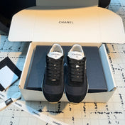 CHANEL 26S CHUNKY SNEAKERS IN BLACK FABRIC AND SUEDE MIX WHITE SOLE