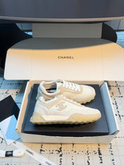 CHANEL 26S CHUNKY SNEAKERS IN WHITE FABRIC AND SUEDE